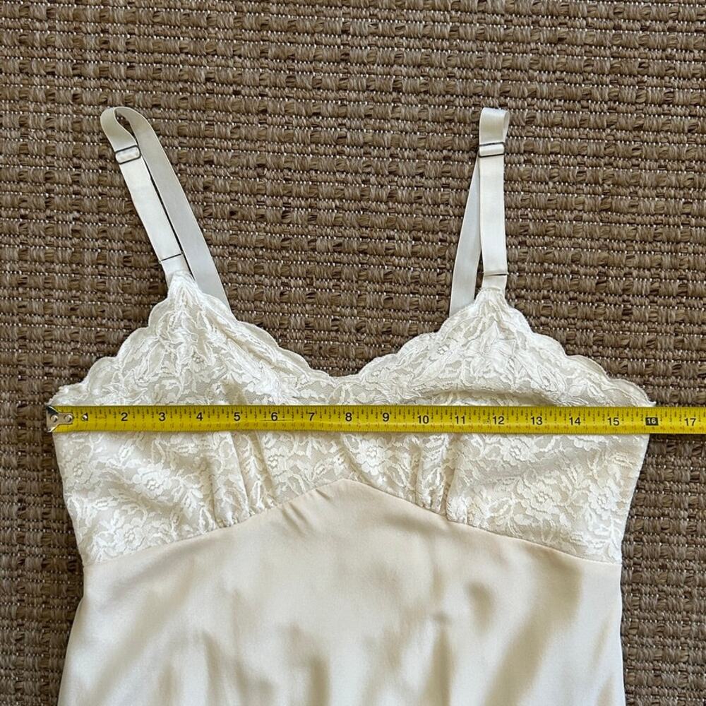 Vintage 1950s Silk Slip Dress Double Layer, Lace Hem - Picture 6 of 11
